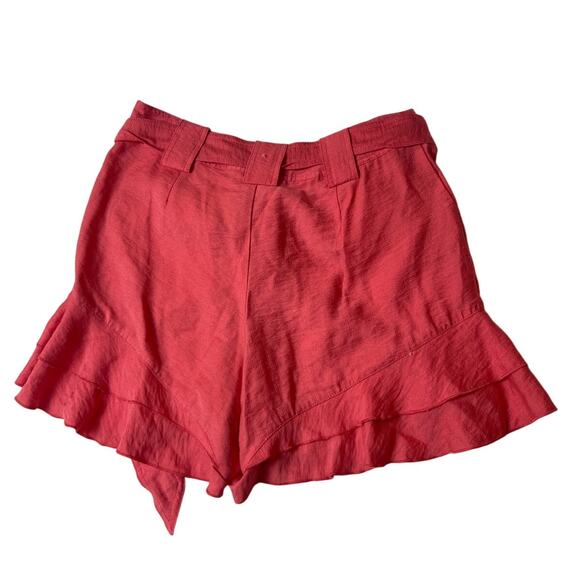 CeCe Nordstrom Coral Ruffle Hem Belted Shorts Size US 2 NWOT - Picture 2 of 3